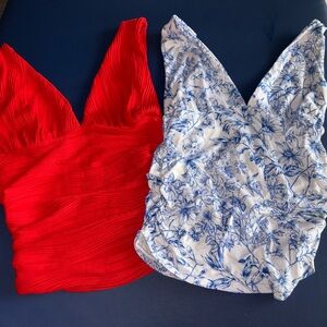 SHEIN Ruched Tank Tops in Red and Blue